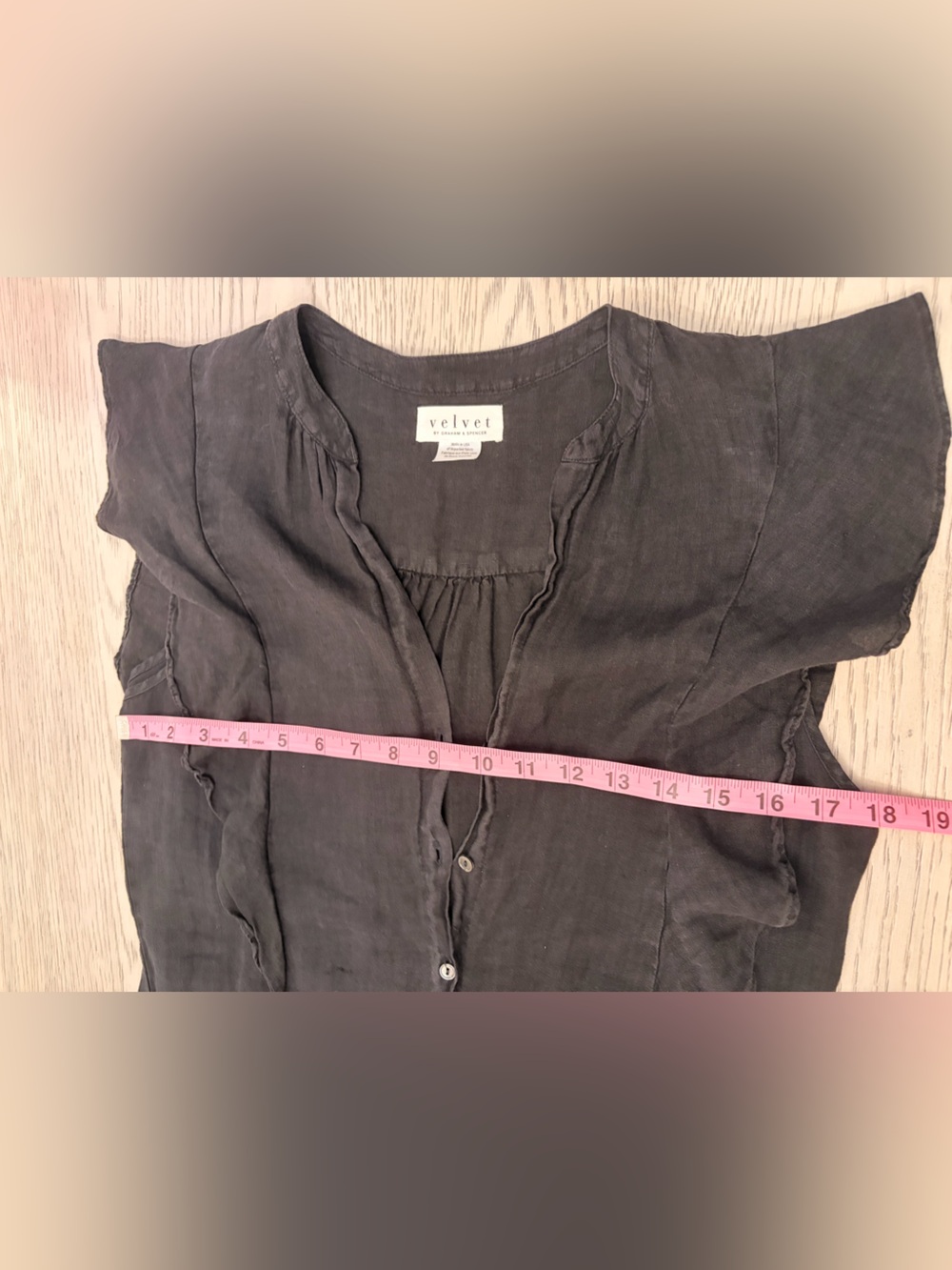Velvet By Graham & Spencer Black Linen Ruffle Sleeve Jumpsuit Size Small - Picture 9 of 15